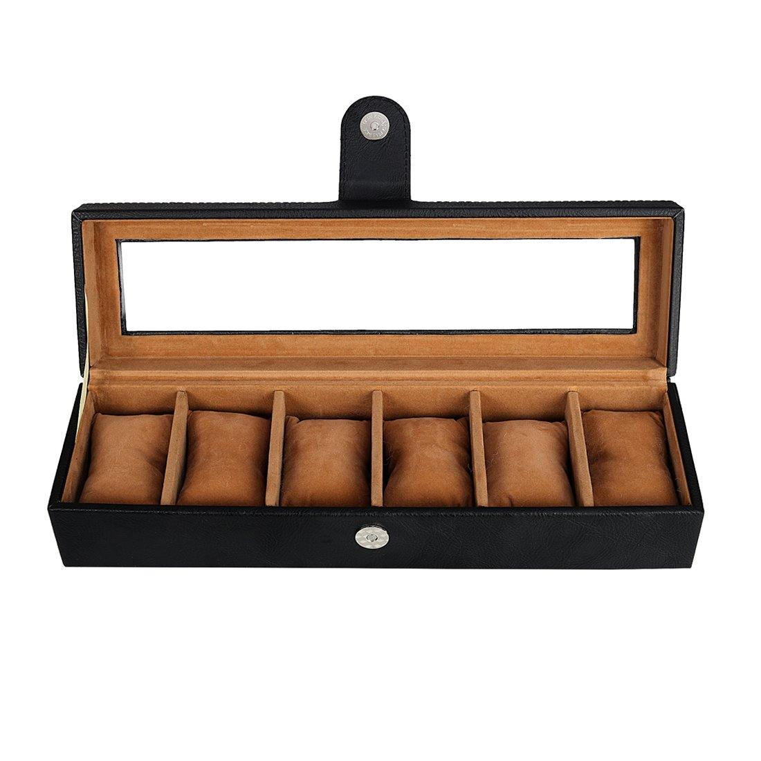 Leather World Unisex 6 Slots Watch Organiser Box - Leatherworldonline.net