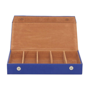 Leather World PU Leather Sunglasses Goggle Case Box Blue color with 5 Compartments #GC5004 - Leatherworldonline.net