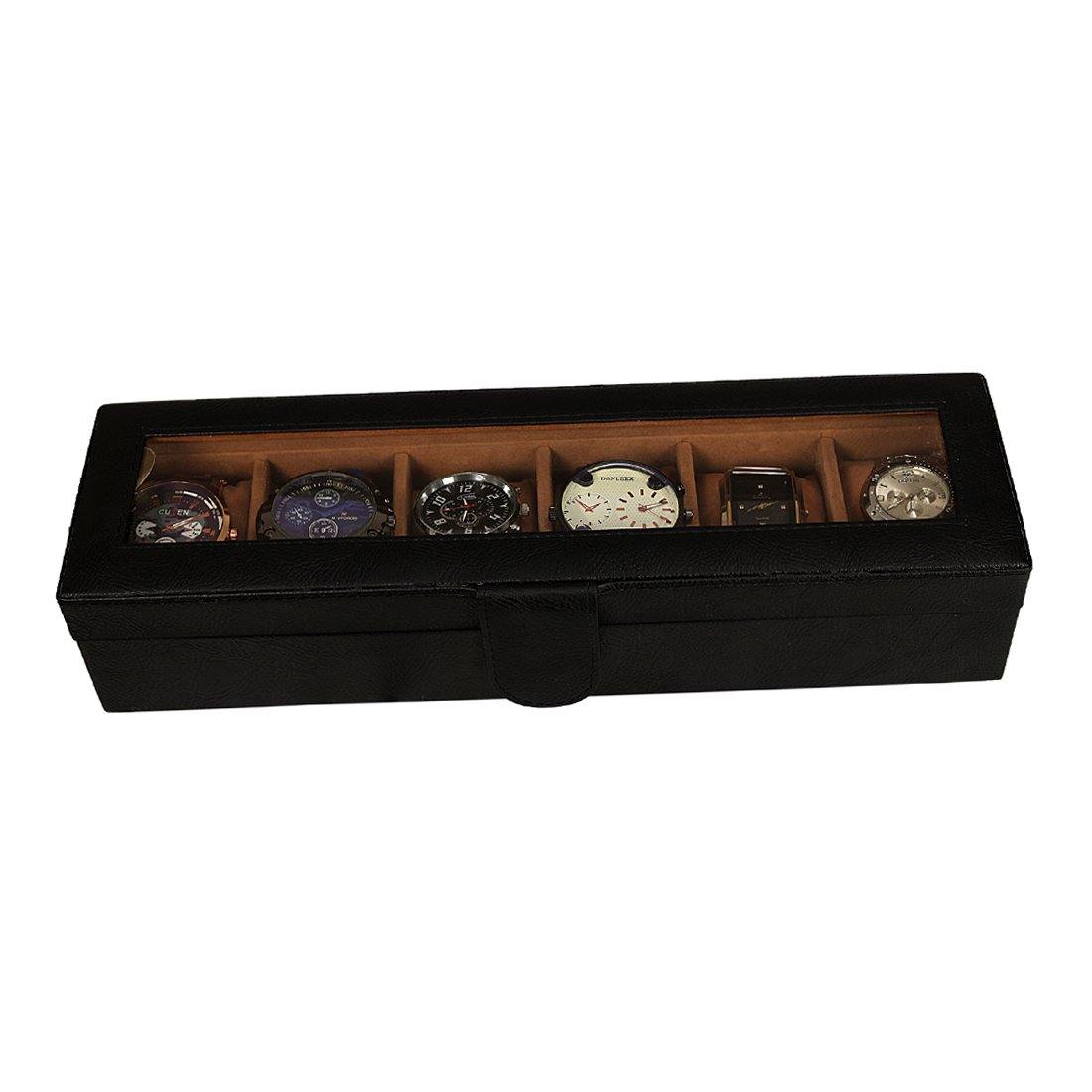 Leather World Unisex 6 Slots Watch Organiser Box - Leatherworldonline.net