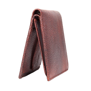 Genuine Grain Leather Wallet With Flap For Men