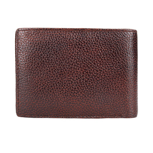 Genuine Grain Leather Wallet With Flap For Men
