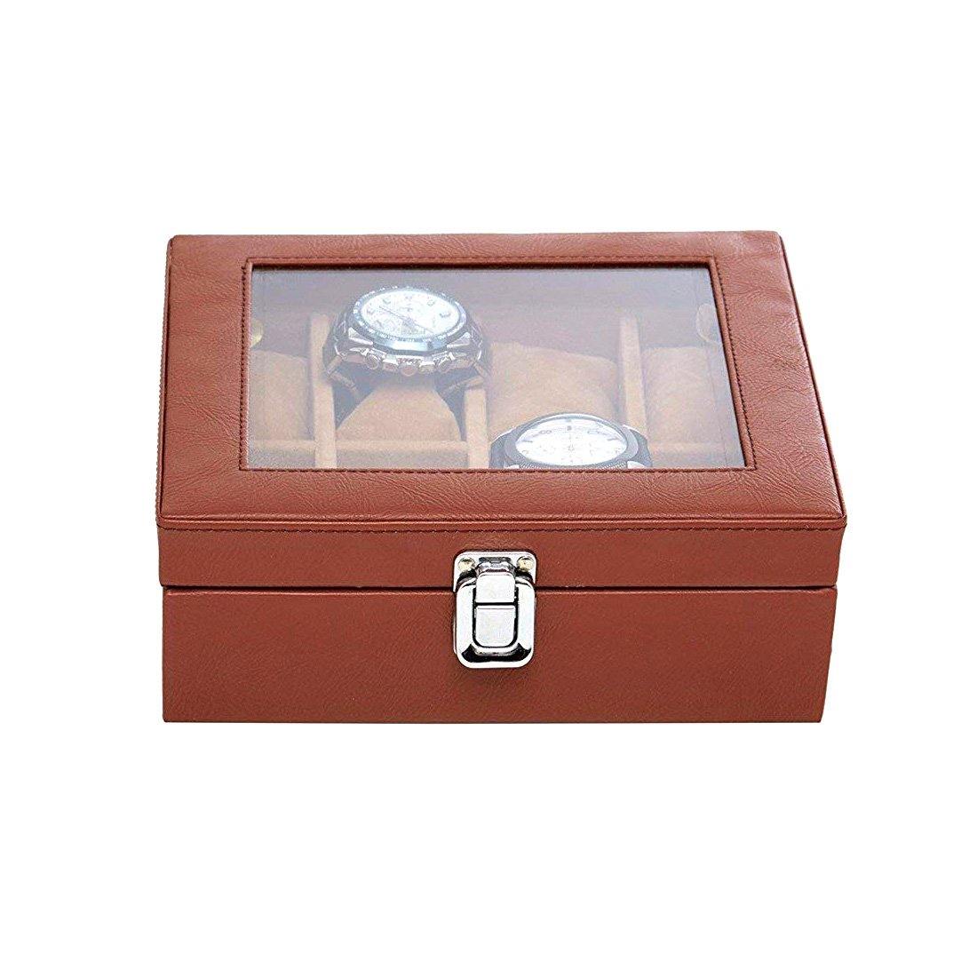 8 Slot Unisex Sleek Watch Organizer Box With Viewing Window