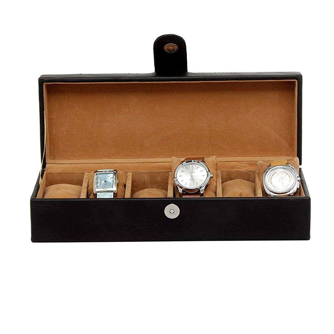 Leather World Unisex 6 Slot Watch Organizer Box For Watch Enthusiasts