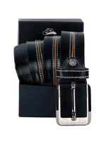 Load image into Gallery viewer, Leather World Formal Casual Black Color Branded Stylish Genuine Leather Belts For Men
