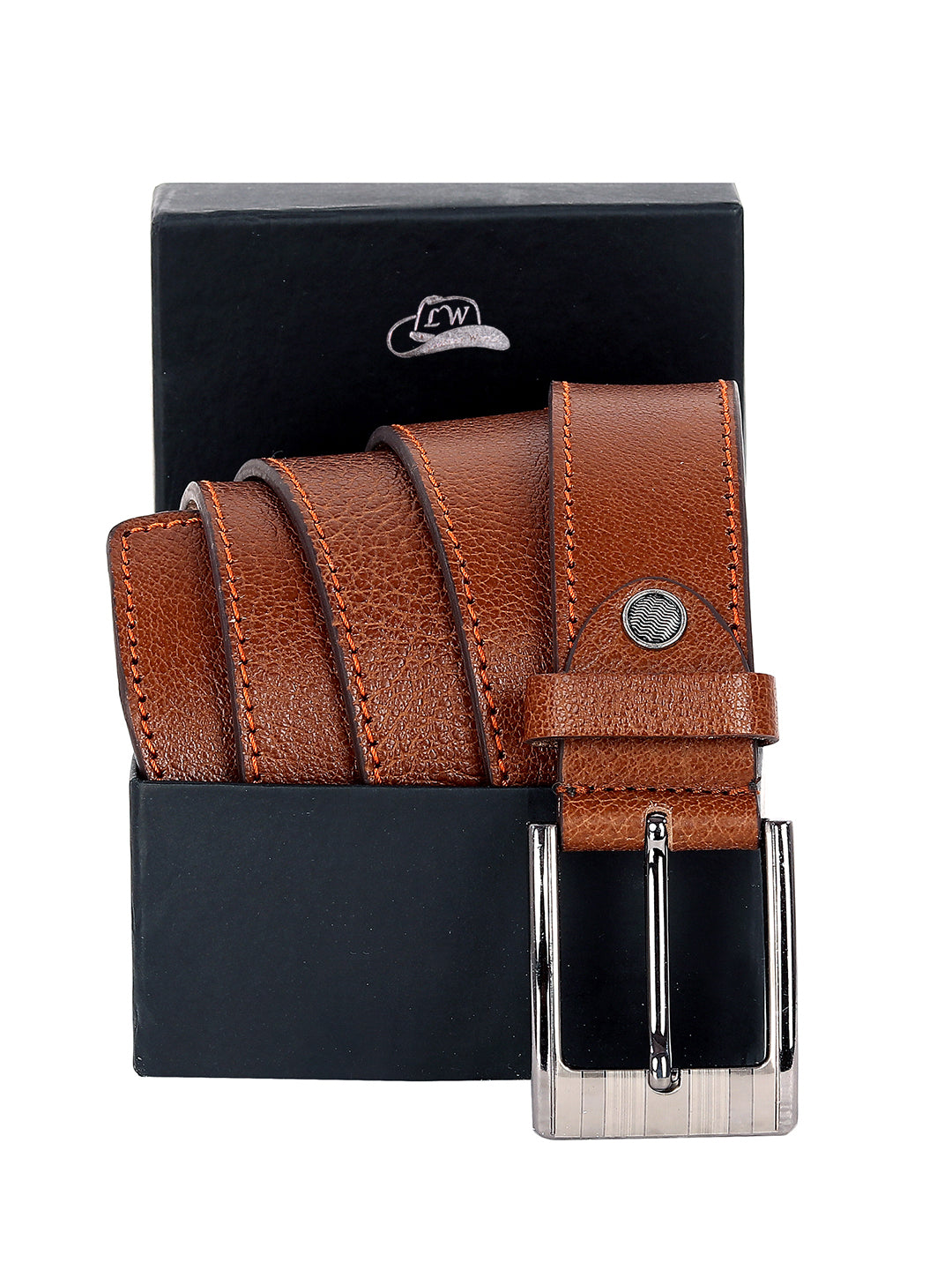 Leather World Formal Casual Brown Color Branded Stylish Genuine Leather Belts For Men