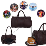 Load image into Gallery viewer, Leather World Brown Pu Leather Sports Gym Duffle Bag with Shoe Compartment

